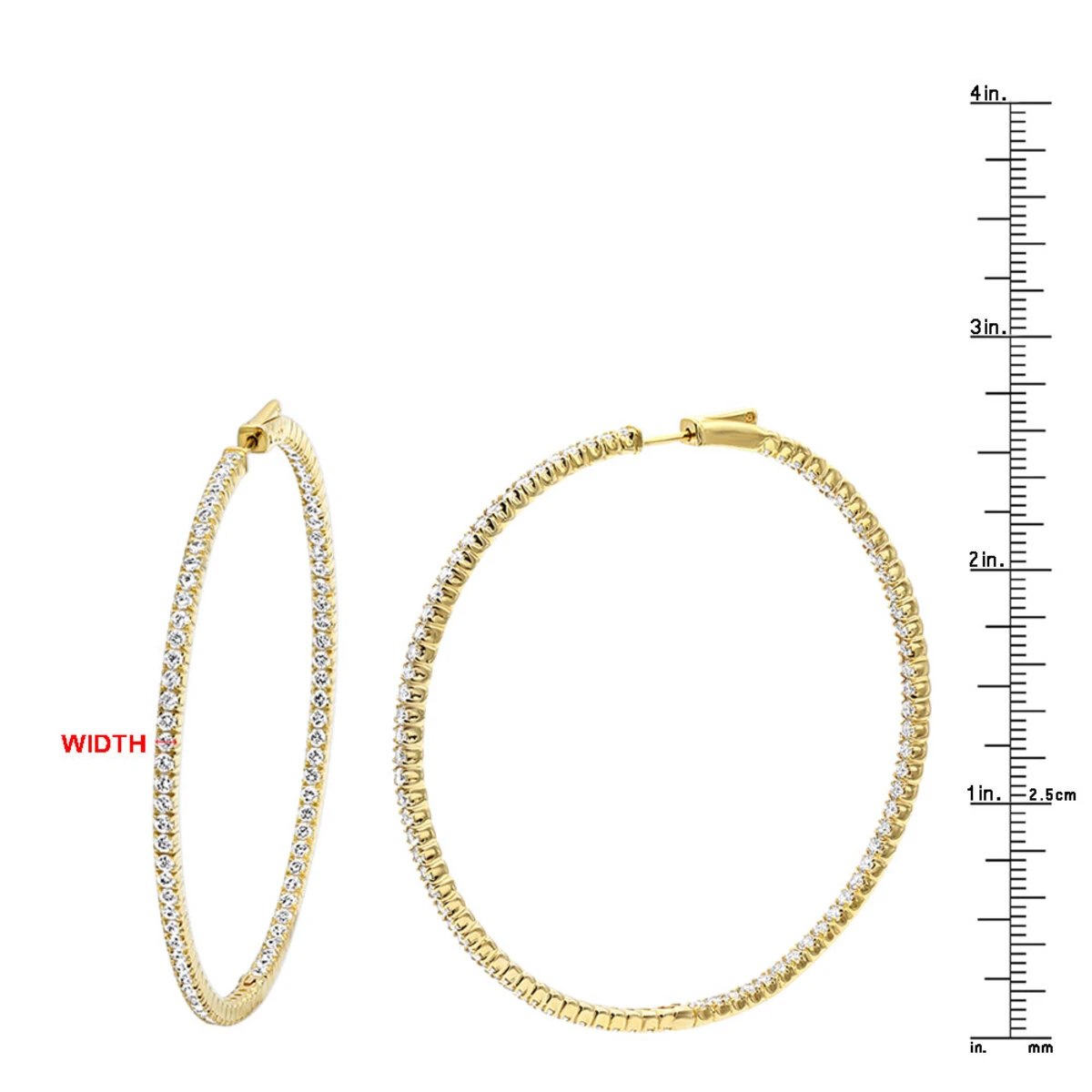 2.5 Inch Inside Out Diamond Hoop Earrings For Women 5 Carat VS Diamonds 14K Yellow Gold 13 2.5 Inch Inside Out Diamond Hoop Earrings For Women 5 Carat VS Diamonds 14K Yellow Gold - Image 11