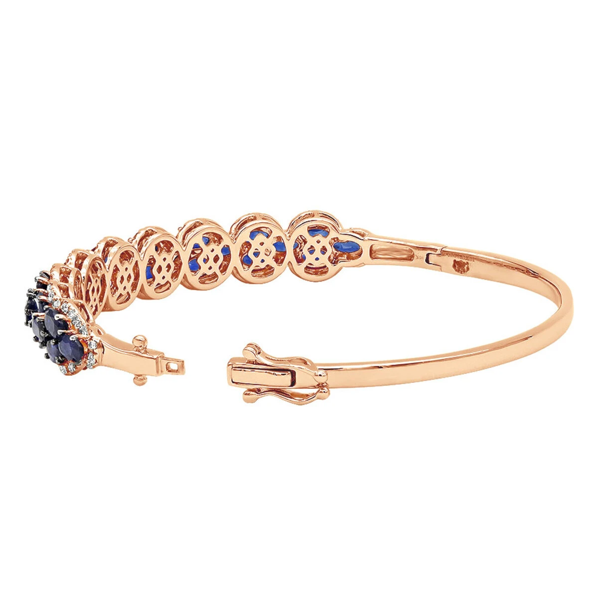 Blue Sapphire And Diamond Bangle Bracelet For Women 14K White Gold 9.5CT LUXURMAN 8 Blue Sapphire And Diamond Bangle Bracelet For Women 14K White Gold 9.5CT LUXURMAN - Image 6