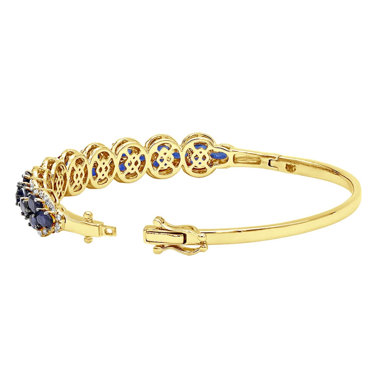 Blue Sapphire And Diamond Bangle Bracelet For Women 14K White Gold 9.5CT LUXURMAN 7 Blue Sapphire And Diamond Bangle Bracelet For Women 14K White Gold 9.5CT LUXURMAN - Image 5