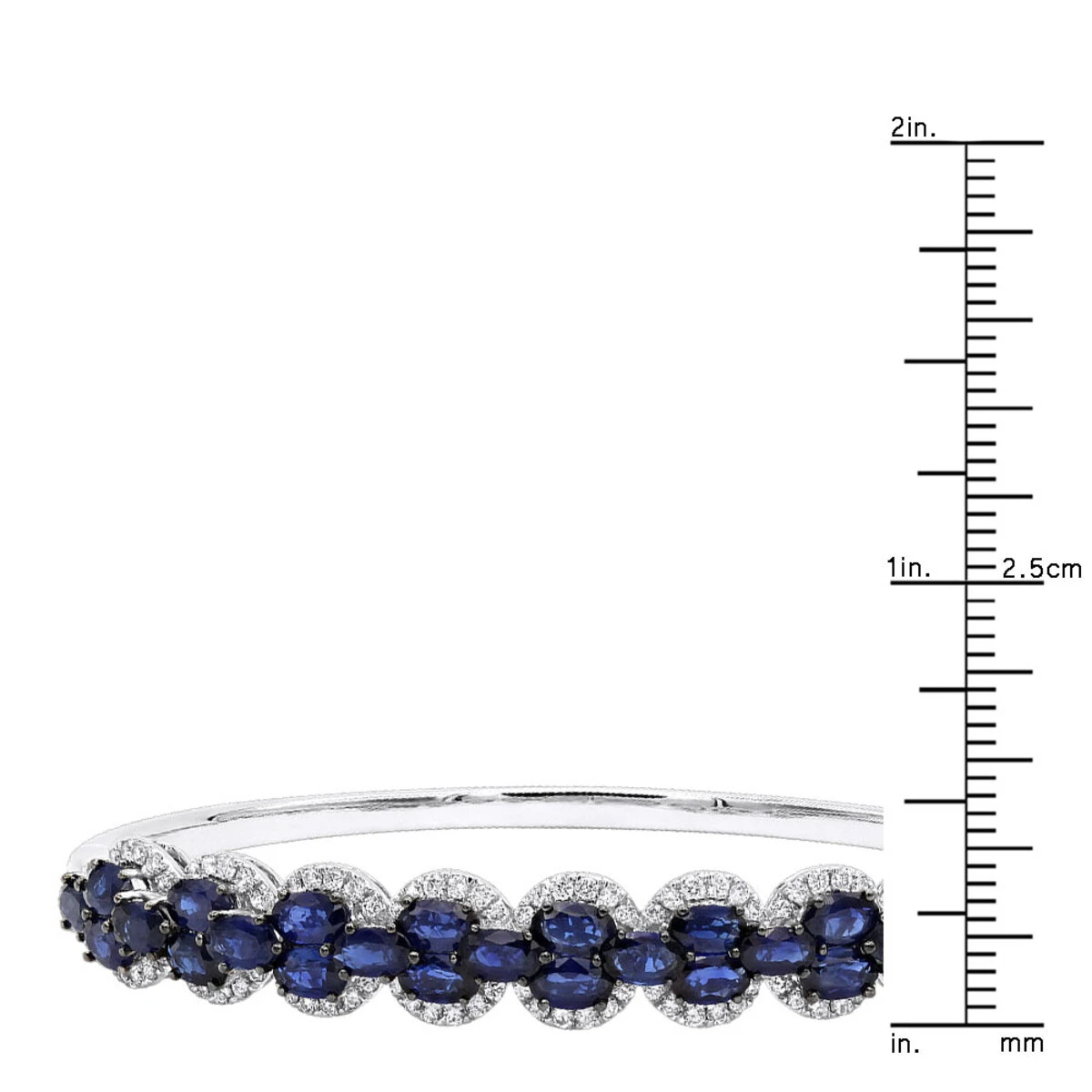 Blue Sapphire And Diamond Bangle Bracelet For Women 14K White Gold 9.5CT LUXURMAN 10 Blue Sapphire And Diamond Bangle Bracelet For Women 14K White Gold 9.5CT LUXURMAN - Image 8