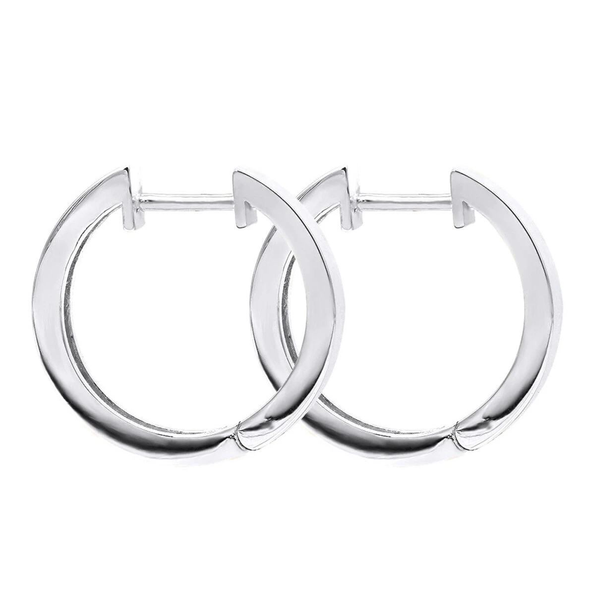 Classy Small 1/2 Inch Diamond Hoop Earrings 14K Yellow Gold Huggies Round Diamonds 6 Classy Small 1/2 Inch Diamond Hoop Earrings 14K Yellow Gold Huggies Round Diamonds - Image 4