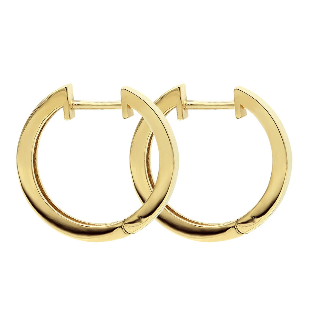 Classy Small 1/2 Inch Diamond Hoop Earrings 14K Yellow Gold Huggies Round Diamonds 7 Classy Small 1/2 Inch Diamond Hoop Earrings 14K Yellow Gold Huggies Round Diamonds - Image 5