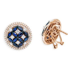 Royal Halo Circle Diamond Earrings For Women With Sapphires 14K White Gold 16 Royal Halo Circle Diamond Earrings For Women With Sapphires 14K White Gold -Invicta Jewelry Store jewelry royal halo circle diamond earrings for women with sapphires 14k gold ro 1