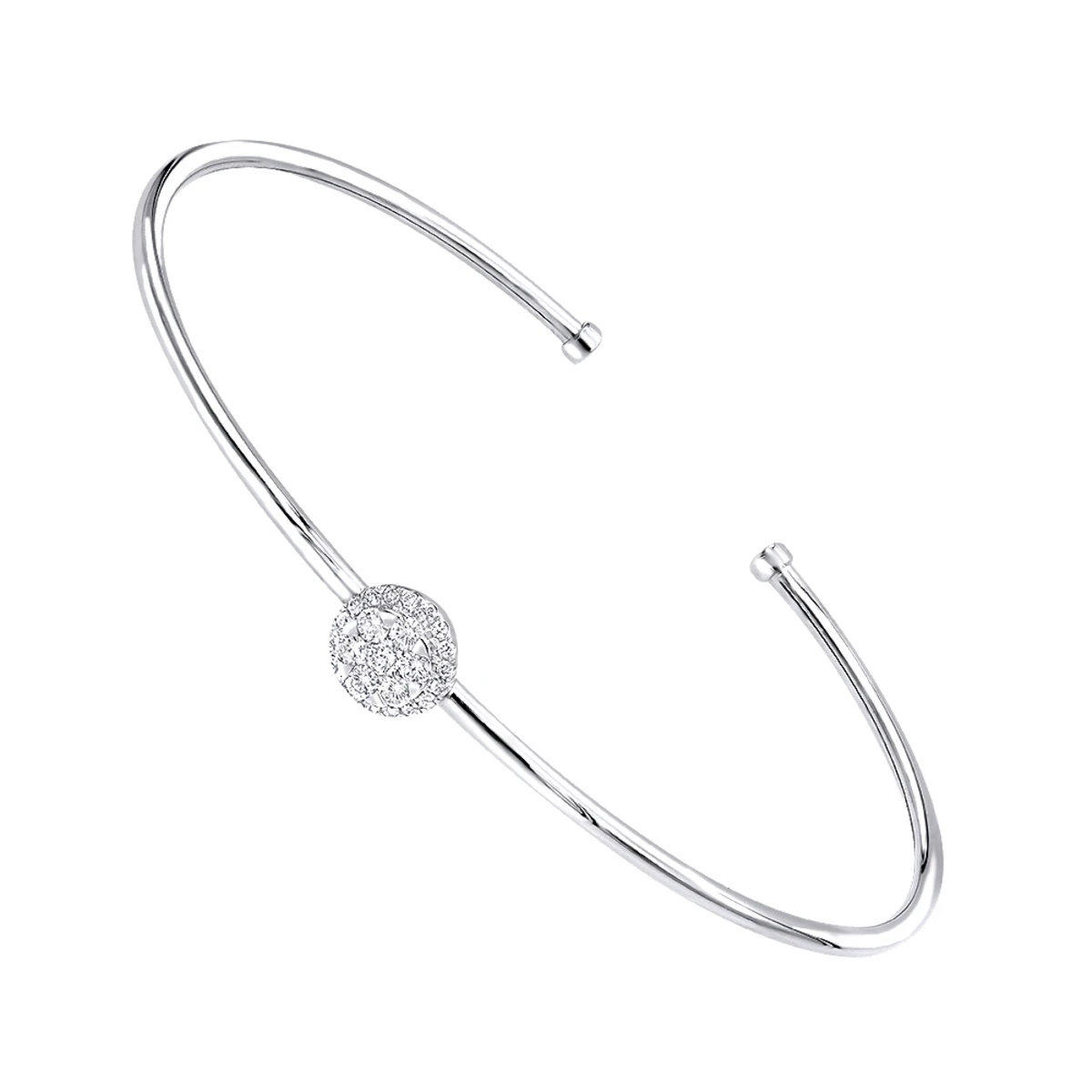 Stackable 14K White Gold Pave Diamond Bangle Bracelet For Women 0.42ct Luxurman 3 Stackable 14K White Gold Pave Diamond Bangle Bracelet For Women 0.42ct Luxurman