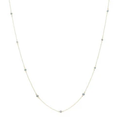 Unique 36inch Blue Diamonds By The Yard Women's Necklace 14K Yellow Gold Chain 1.4ct