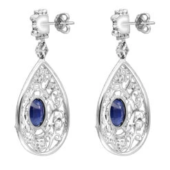 Unique Designer Blue Sapphire And Diamond Drop Earrings For Women 18K White Gold -Invicta Jewelry Store jewelry unique designer blue saphire and diamond drop earrings for women in 18k gold backwh