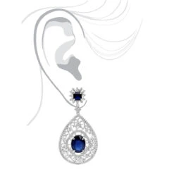 Unique Designer Blue Sapphire And Diamond Drop Earrings For Women 18K White Gold -Invicta Jewelry Store jewelry unique designer blue saphire and diamond drop earrings for women in 18k gold bodwh