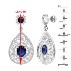 Unique Designer Blue Sapphire And Diamond Drop Earrings For Women 18K White Gold -Invicta Jewelry Store jewelry unique designer blue saphire and diamond drop earrings for women in 18k gold rulerwh