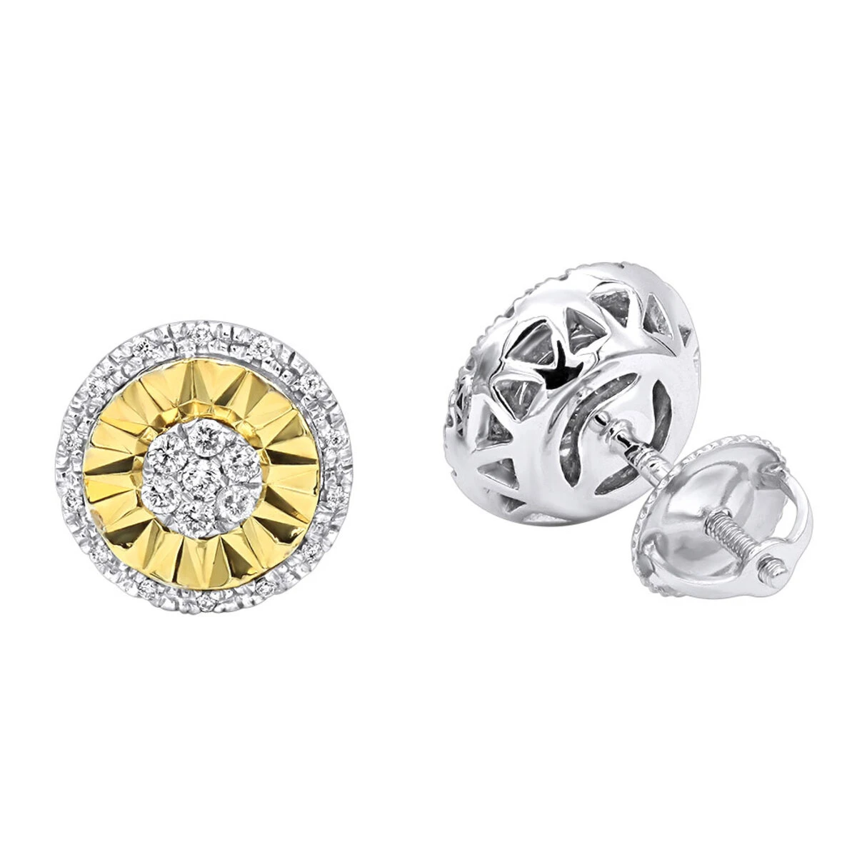 Unique 14K White Gold Large Diamond Stud Earrings Clusters 2 Carat Halo Look 3 Unique 14K White Gold Large Diamond Stud Earrings Clusters 2 Carat Halo Look