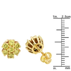 Women's Or Men's 1.5 Carat Yellow Diamonds Cluster Stud Earrings 14K Yellow Gold -Invicta Jewelry Store jewelry womens or mens 15 carat yellow diamonds cluster stud earrings in 14k gold 407104 rulerye
