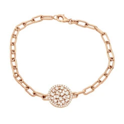 14K Yellow Gold Paperclip Bracelet With Diamond Charm For Women 0.6ct -Invicta Jewelry Store ladies 14k gold paperclip bracelet with diamond charm 06ct 803222 ro