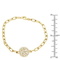 14K Yellow Gold Paperclip Bracelet With Diamond Charm For Women 0.6ct -Invicta Jewelry Store ladies 14k gold paperclip bracelet with diamond charm 06ct 803222 rulerye