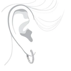 Ladies 14K White Gold 1 Inch Diamond Hoop Earrings Small 0.9ct 20 Ladies 14K White Gold 1 Inch Diamond Hoop Earrings Small 0.9ct -Invicta Jewelry Store ladies 14k gold round diamond hoop earrings 09ct bodwh