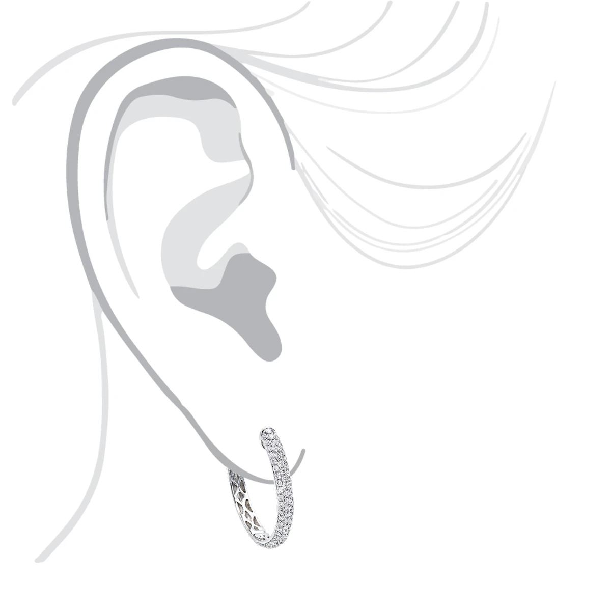 Ladies 14K White Gold 1 Inch Diamond Hoop Earrings Small 0.9ct 9 Ladies 14K White Gold 1 Inch Diamond Hoop Earrings Small 0.9ct - Image 7