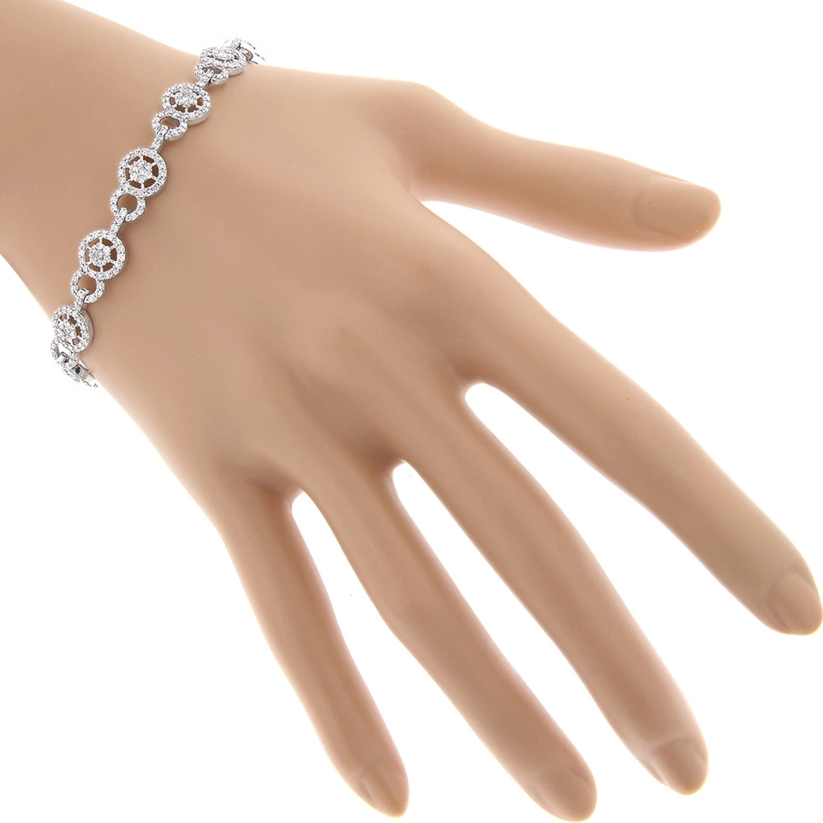 Ladies 14K White Gold Diamond Circle Bracelet 4.83 7 Ladies 14K White Gold Diamond Circle Bracelet 4.83 - Image 5