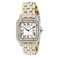 Cartier Women's Diamond Watch 27mm Panthere 18K Gold & Steel Two Tone
