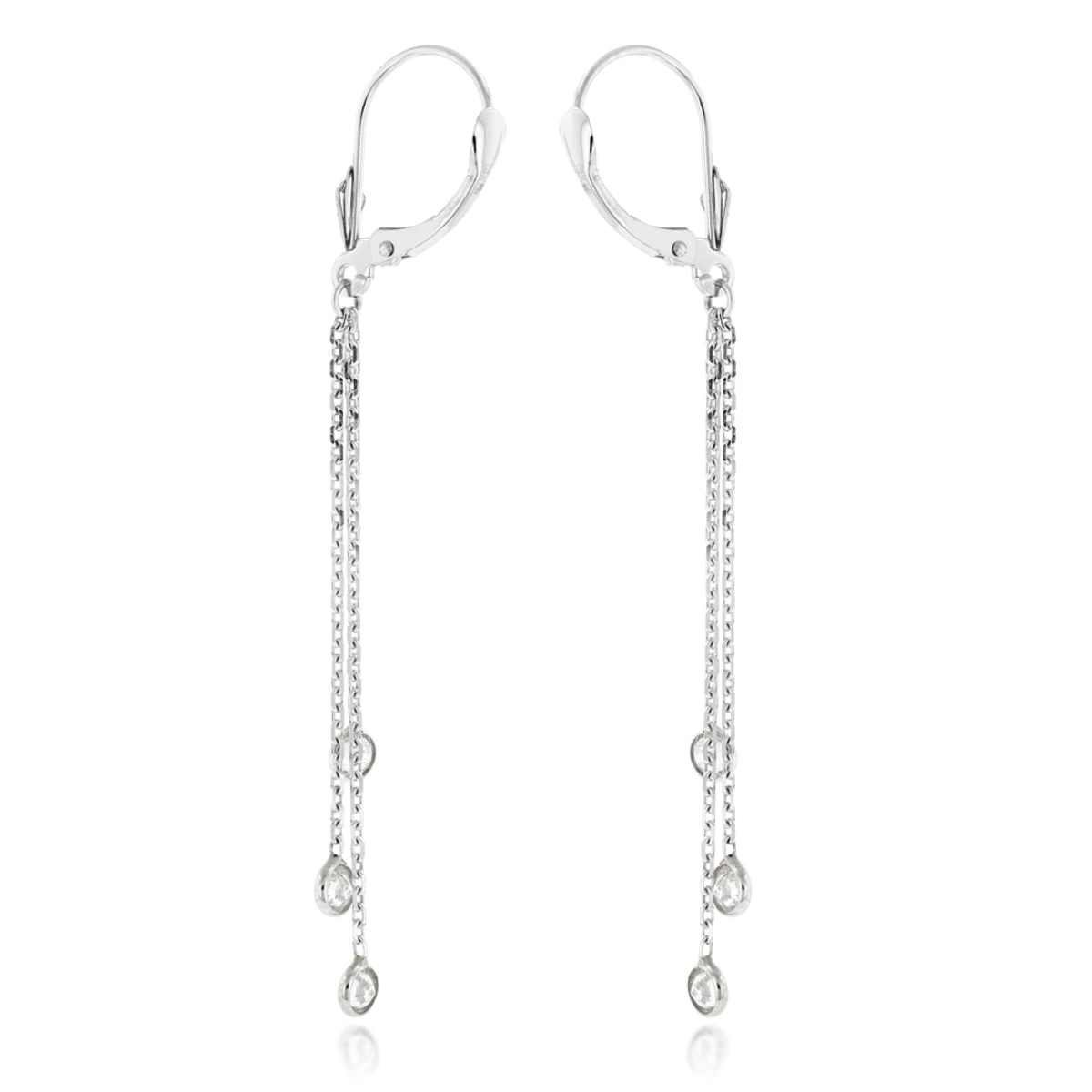 Ladies Chandelier Earrings With Diamonds By The Yard 0.6ct 14K White Gold 6 Ladies Chandelier Earrings With Diamonds By The Yard 0.6ct 14K White Gold - Image 4