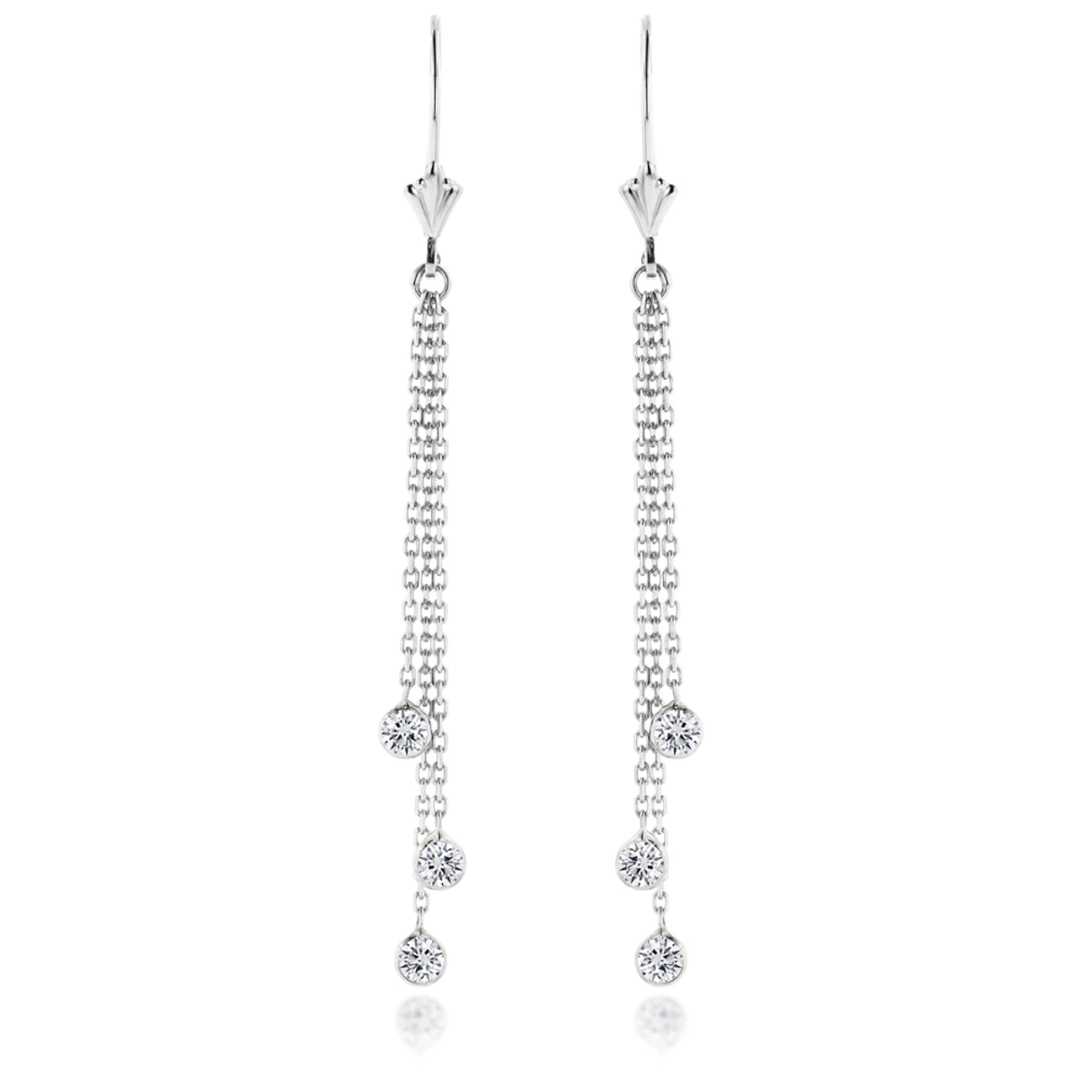 Ladies Chandelier Earrings With Diamonds By The Yard 0.6ct 14K White Gold 3 Ladies Chandelier Earrings With Diamonds By The Yard 0.6ct 14K White Gold