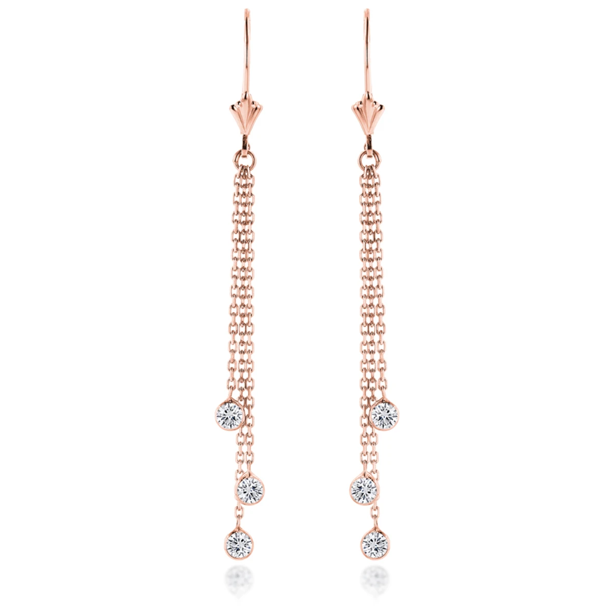 Ladies Chandelier Earrings With Diamonds By The Yard 0.6ct 14K White Gold 5 Ladies Chandelier Earrings With Diamonds By The Yard 0.6ct 14K White Gold - Image 3