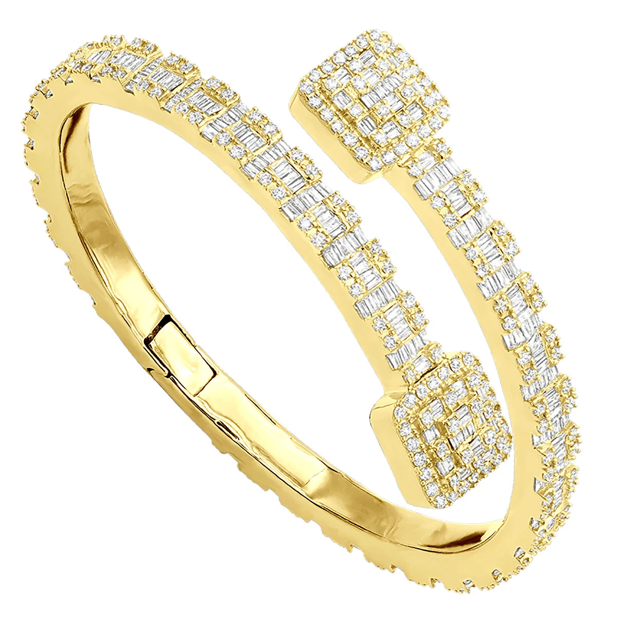 Ladies Diamond Bracelet 10K Yellow Gold Split-Style Bangle Bracelet For Women 3 Ladies Diamond Bracelet 10K Yellow Gold Split-Style Bangle Bracelet For Women