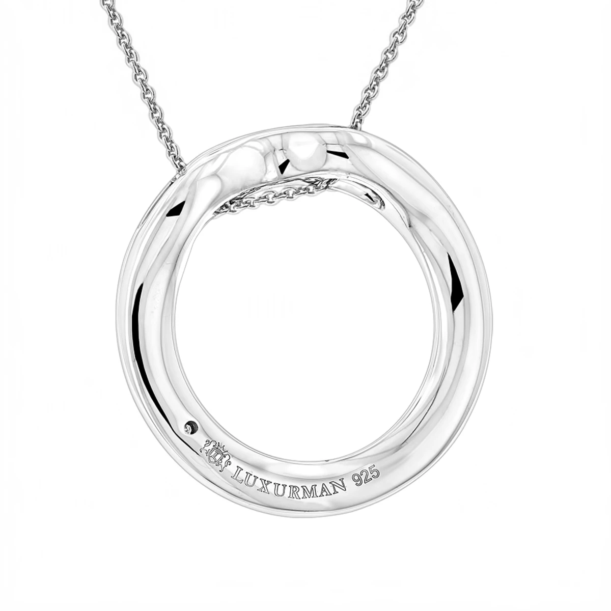 Ladies Diamond Circle Pendant In Sterling Silver Luxurman Love Quotes 4 Ladies Diamond Circle Pendant In Sterling Silver Luxurman Love Quotes - Image 2
