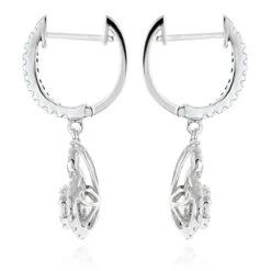 Ladies Diamond Drop Earrings By Luxurman 14K White Gold 1.1ct Drop Shape Clusters 11 Ladies Diamond Drop Earrings By Luxurman 14K White Gold 1.1ct Drop Shape Clusters -Invicta Jewelry Store ladies diamond drop earrings by luxurman 14k gold 11ct drop shape clusters backwh