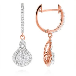 Ladies Diamond Drop Earrings By Luxurman 14K White Gold 1.1ct Drop Shape Clusters 10 Ladies Diamond Drop Earrings By Luxurman 14K White Gold 1.1ct Drop Shape Clusters -Invicta Jewelry Store ladies diamond drop earrings by luxurman 14k gold 11ct drop shape clusters ro