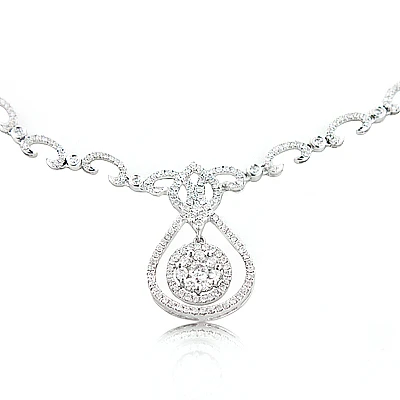 Ladies Diamond Drop Necklace 1.70ct 14K Rose Gold 3 Ladies Diamond Drop Necklace 1.70ct 14K Rose Gold