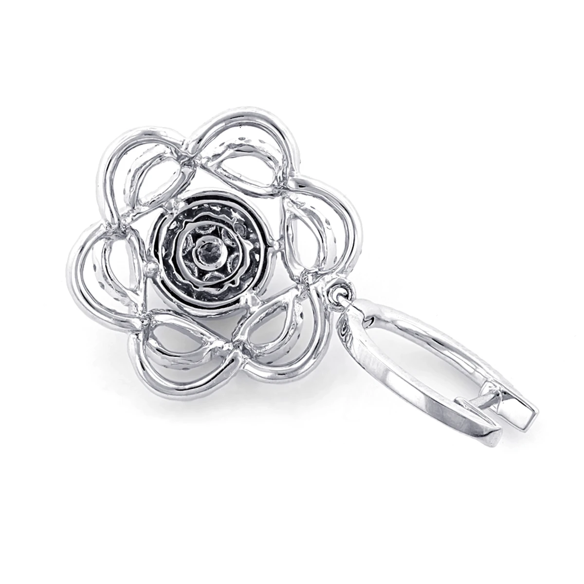 Ladies Diamond Flower Drop Earrings 2.9ct 14K White Gold Unique Design 4 Ladies Diamond Flower Drop Earrings 2.9ct 14K White Gold Unique Design - Image 2