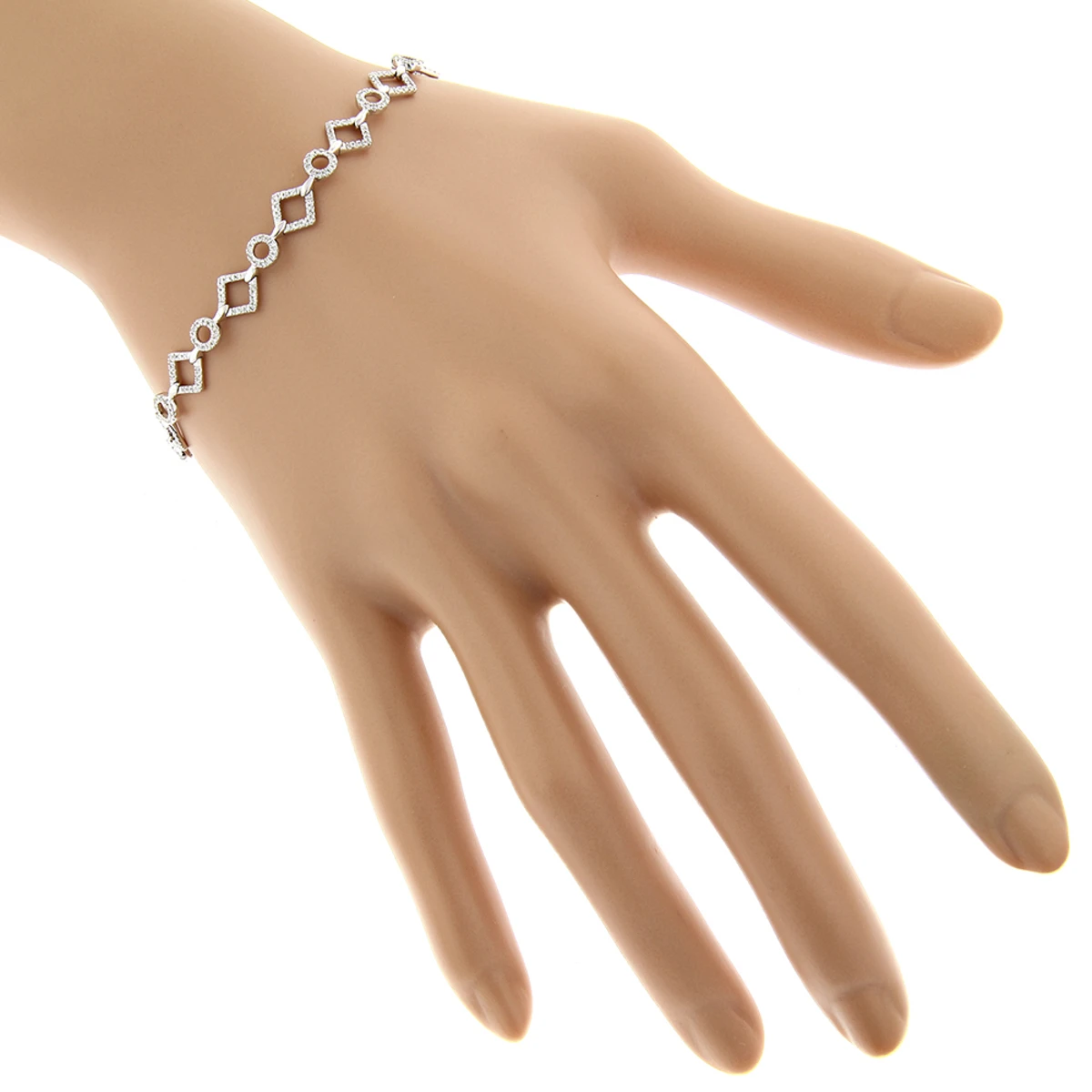 Ladies Diamond Link Bracelet 14K White Gold 0.7ct 7 Ladies Diamond Link Bracelet 14K White Gold 0.7ct - Image 5