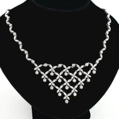 Ladies Diamond Designer Flower Necklace 4.5ct 14K White Gold -Invicta Jewelry Store ladies diamond necklaces designer flower necklace 45ct 14k 4