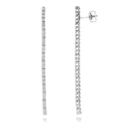 Ladies Earrings 14K White Gold String Diamond Earrings 1.54ct