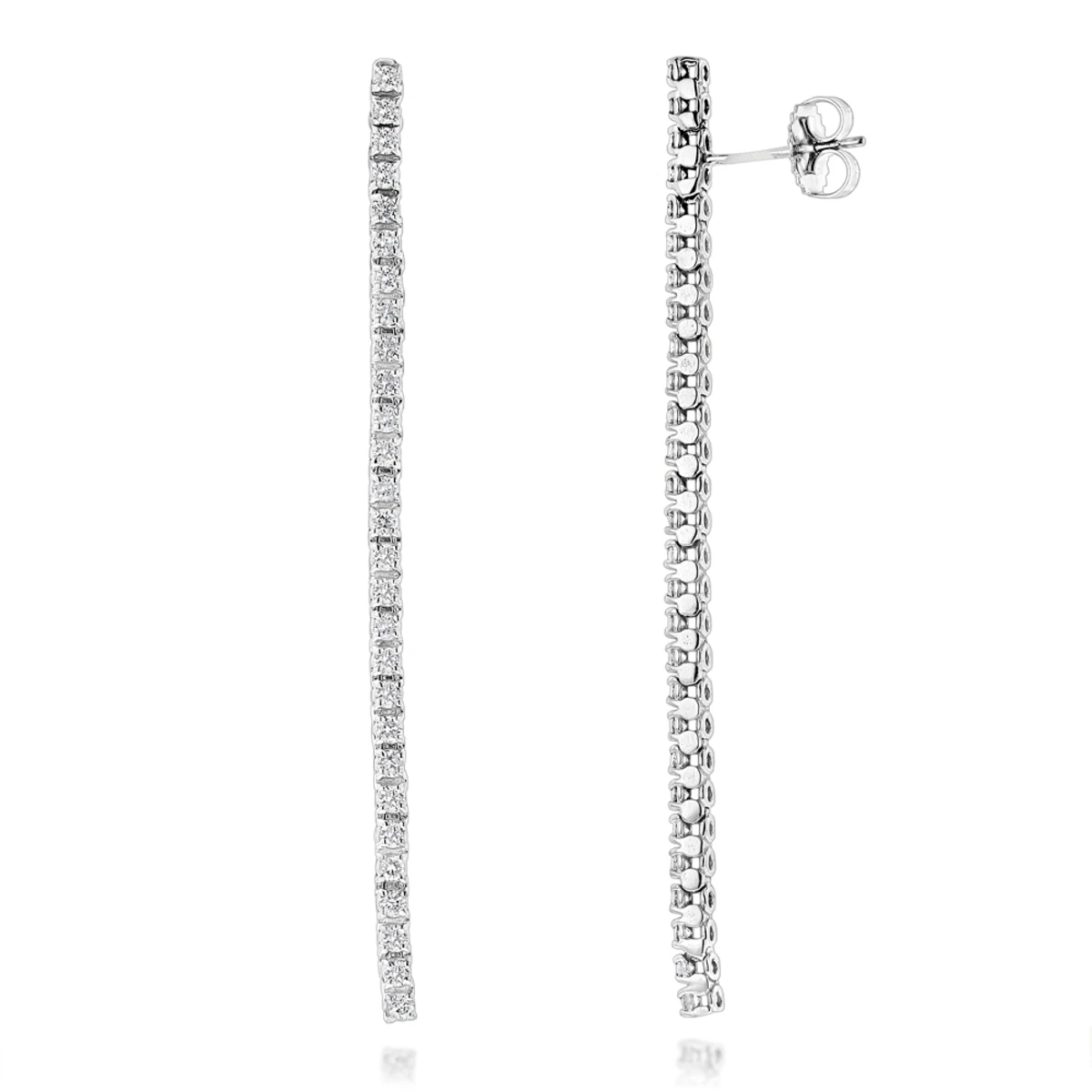 Ladies Earrings 14K White Gold String Diamond Earrings 1.54ct 3 Ladies Earrings 14K White Gold String Diamond Earrings 1.54ct