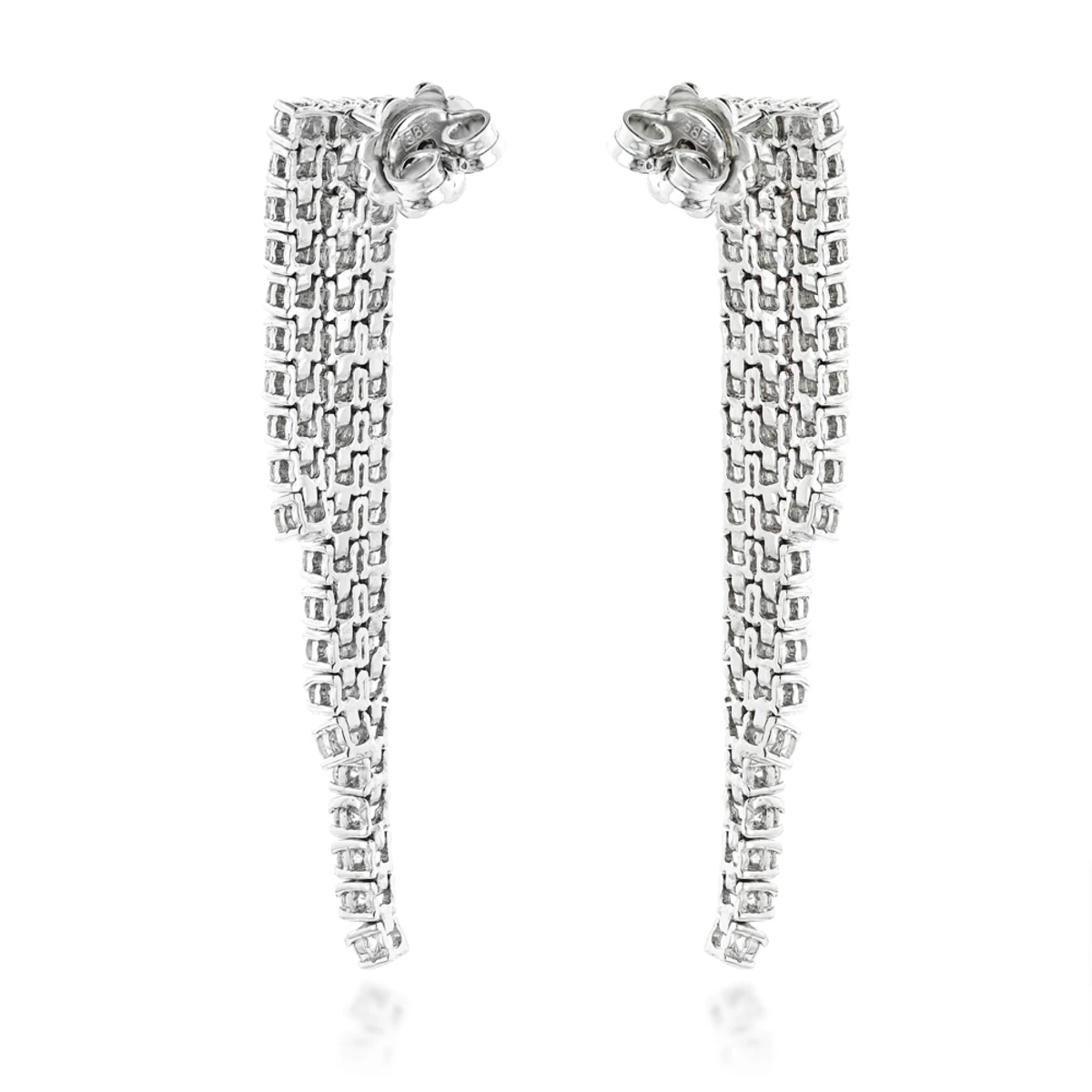 Ladies Earrings 14K White Gold String Diamond Earrings 3.78ct 6 Ladies Earrings 14K White Gold String Diamond Earrings 3.78ct - Image 4