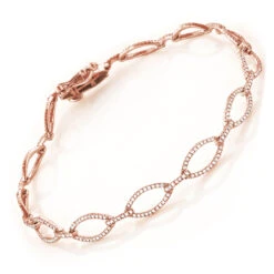 Ladies Oval Link DIamond Bracelet 0.65ct 14K White Gold -Invicta Jewelry Store ladies oval link diamond bracelet 065ct 14k gold ro