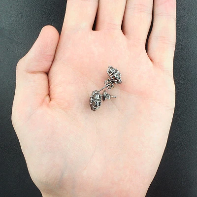 Large Black Diamond Cluster Earrings 5.50ct 14K Black Plated Gold 4 Large Black Diamond Cluster Earrings 5.50ct 14K Black Plated Gold - Image 2