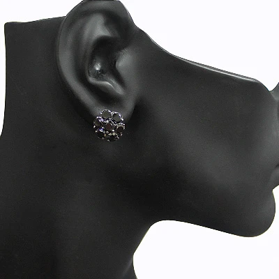 Large Black Diamond Cluster Earrings 5.50ct 14K Black Plated Gold 5 Large Black Diamond Cluster Earrings 5.50ct 14K Black Plated Gold - Image 3