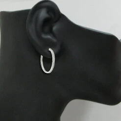 Large Hoops 14K White Gold Inside Out Diamond Hoop Earrings 3.47 7 Large Hoops 14K White Gold Inside Out Diamond Hoop Earrings 3.47 -Invicta Jewelry Store large hoops 14k inside out diamond hoop earrings 347 p 40623bod