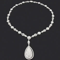 Ladies 18K Rose Gold Luccello Designer Diamond Drop Necklace 18.40ct