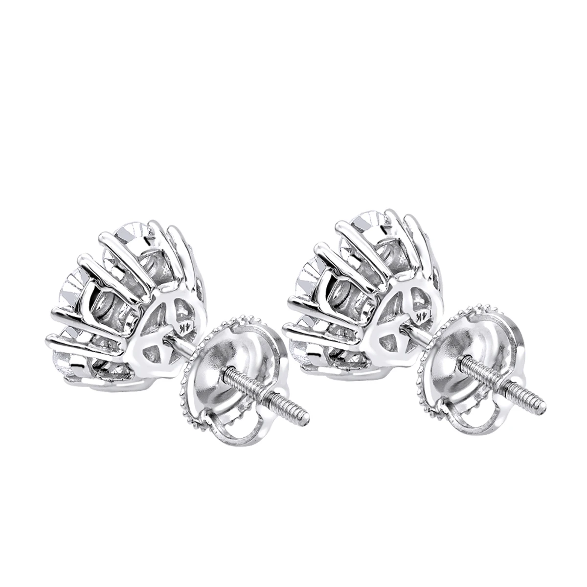 Luxurman 1 1/2ct Diamond Flower Cluster Earrings Studs 14K White Gold 6 Luxurman 1 1/2ct Diamond Flower Cluster Earrings Studs 14K White Gold - Image 4
