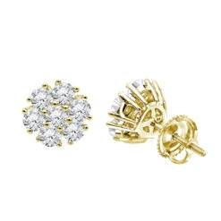 Luxurman 1 1/2ct Diamond Flower Cluster Earrings Studs 14K White Gold 9 Luxurman 1 1/2ct Diamond Flower Cluster Earrings Studs 14K White Gold -Invicta Jewelry Store luxurman 1 12ct diamond flower cluster earrings studs in 14k gold ye