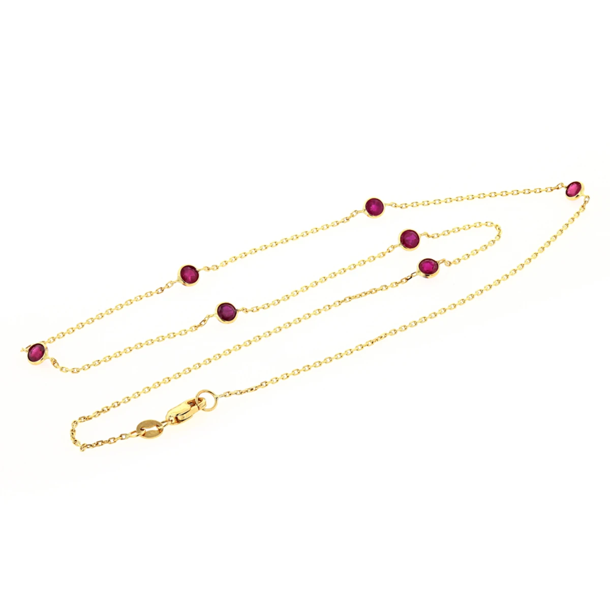 Luxurman 14K Yellow Gold Ladies Chain Necklace With Rubies By The Yard 1.6ct 16in 6 Luxurman 14K Yellow Gold Ladies Chain Necklace With Rubies By The Yard 1.6ct 16in - Image 4