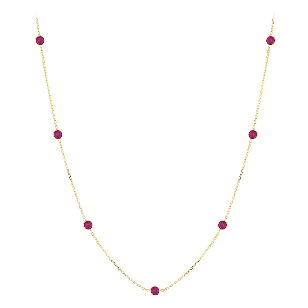 Luxurman 14K Yellow Gold Ladies Chain Necklace With Rubies By The Yard 1.6ct 16in 3 Luxurman 14K Yellow Gold Ladies Chain Necklace With Rubies By The Yard 1.6ct 16in