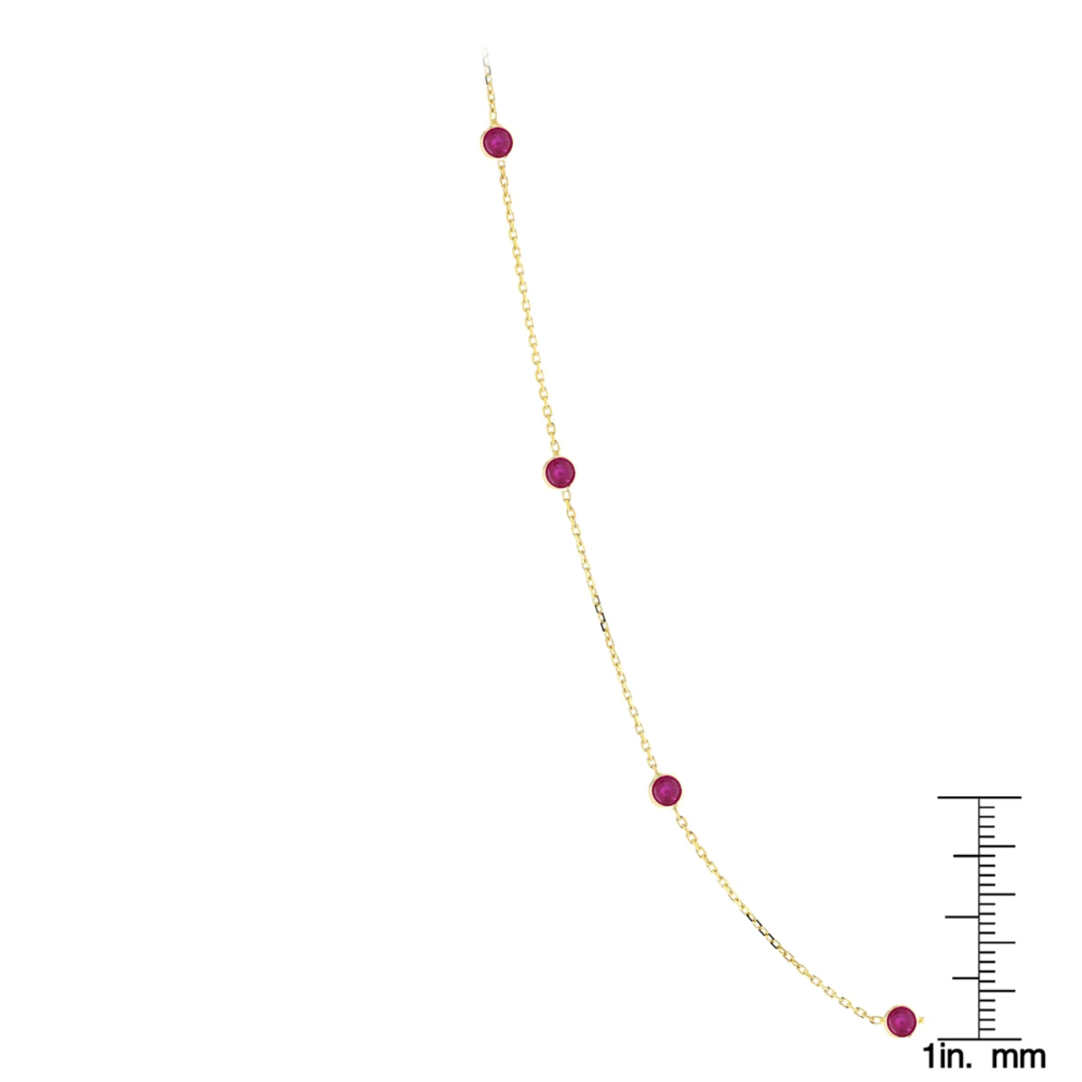 Luxurman 14K Yellow Gold Ladies Chain Necklace With Rubies By The Yard 1.6ct 16in 7 Luxurman 14K Yellow Gold Ladies Chain Necklace With Rubies By The Yard 1.6ct 16in - Image 5