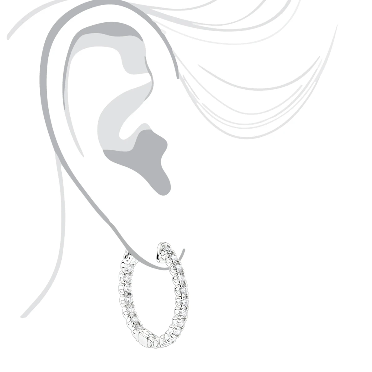 Luxurman 14K White Gold Two Carat Inside Out Diamond Hoop Earrings For Women 7 Luxurman 14K White Gold Two Carat Inside Out Diamond Hoop Earrings For Women - Image 5