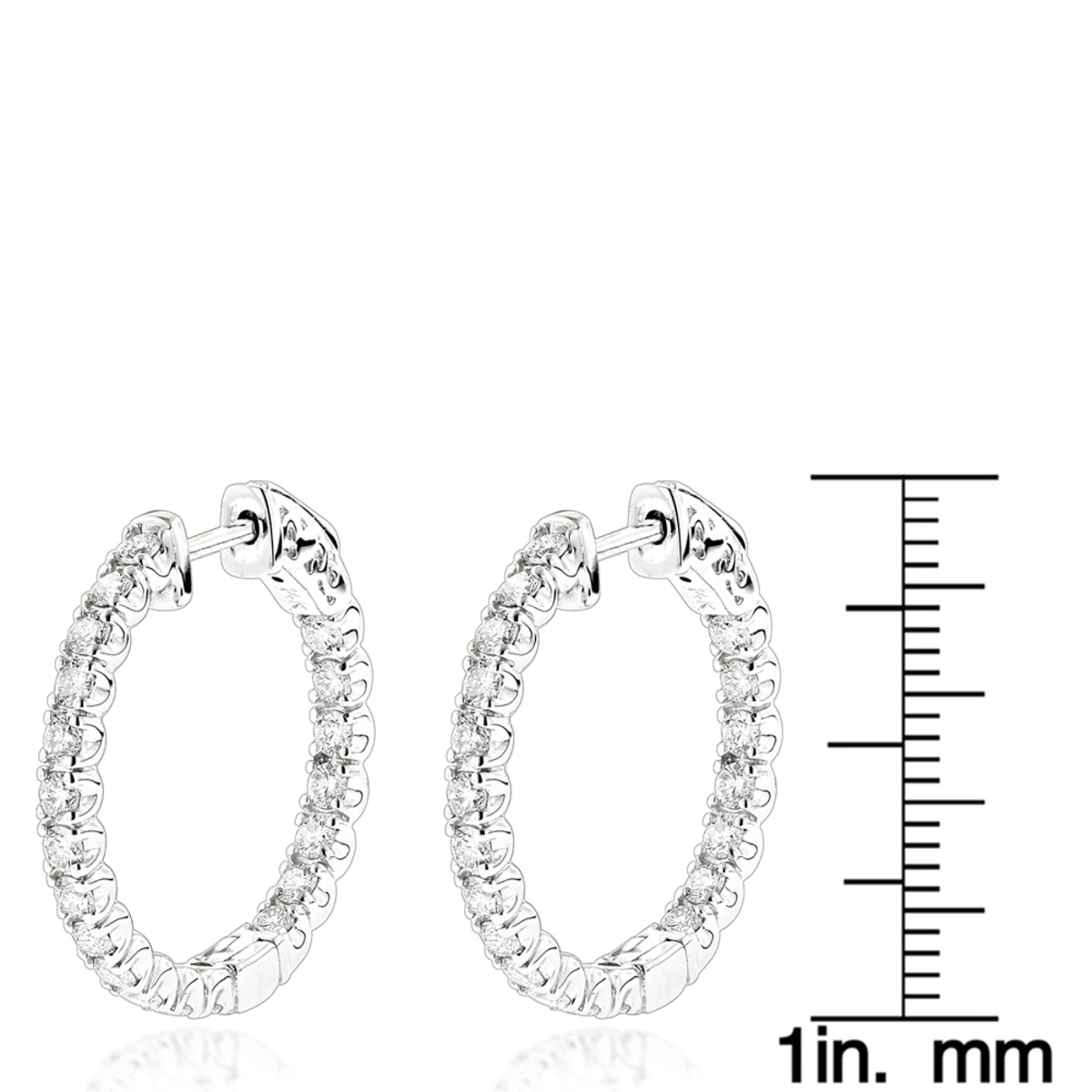 Luxurman 14K White Gold Two Carat Inside Out Diamond Hoop Earrings For Women 8 Luxurman 14K White Gold Two Carat Inside Out Diamond Hoop Earrings For Women - Image 6