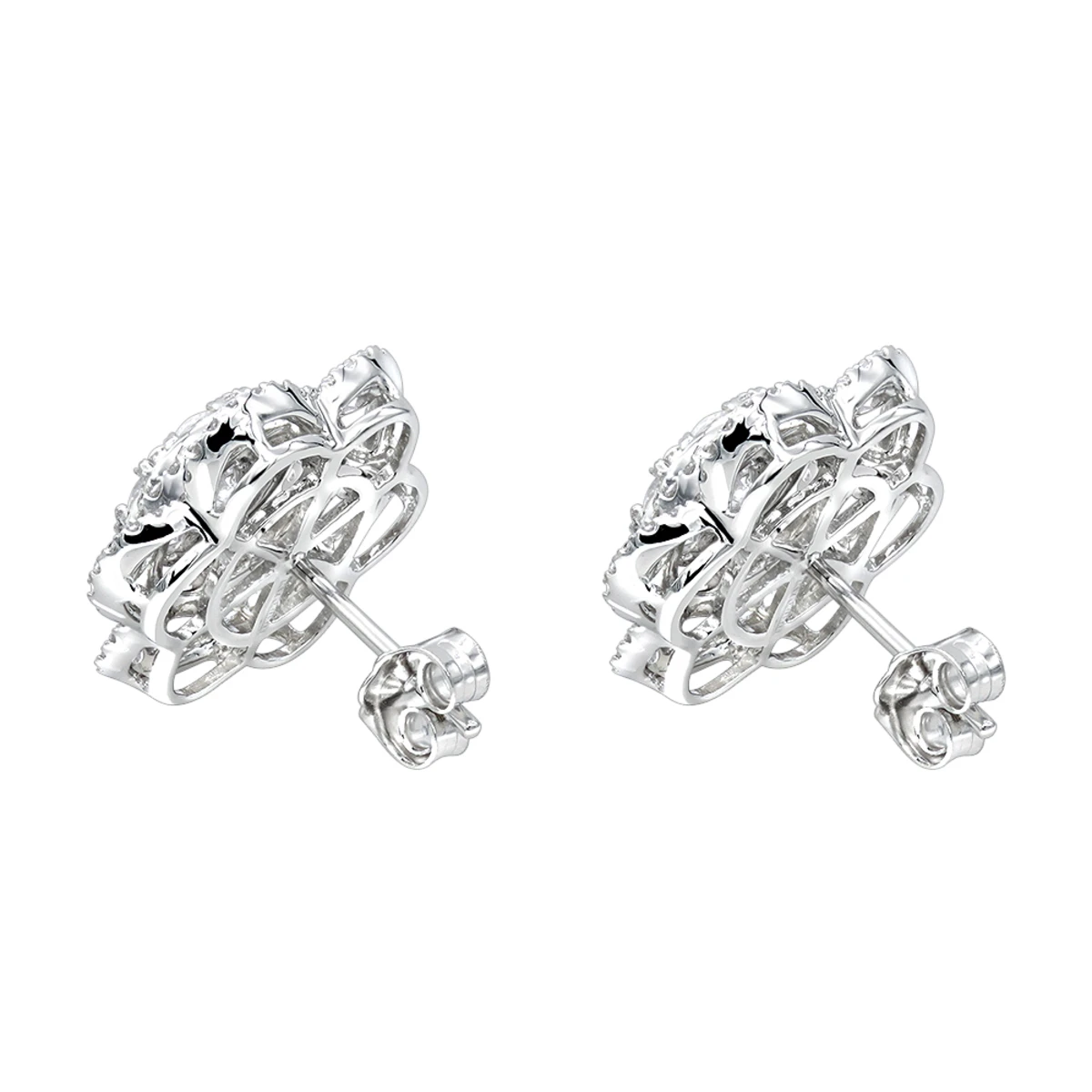 LUXURMAN 14K White Gold Unique Flower Ladies Diamond Cluster Stud Earrings 2.2ct 6 LUXURMAN 14K White Gold Unique Flower Ladies Diamond Cluster Stud Earrings 2.2ct - Image 4