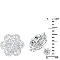 LUXURMAN 14K White Gold Unique Flower Ladies Diamond Cluster Stud Earrings 2.2ct 13 LUXURMAN 14K White Gold Unique Flower Ladies Diamond Cluster Stud Earrings 2.2ct -Invicta Jewelry Store luxurman 14k gold unique flower ladies diamond cluster stud earrings 22ct rulerwh