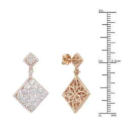Luxurman Designer Square Diamond Drop Earrings For Women 4 Carat 14K Rose Gold -Invicta Jewelry Store luxurman designer square diamond drop earrings for women 4 carat 14k gold rulerro