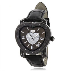 Luxurman Ladies Diamond Heart Watch 0.25ct Black MOP